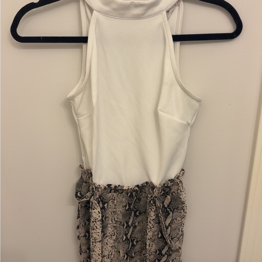White and Snake Print Halter Romper